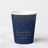 Hochzeit von Navy Blue & Glam Gold Confetti Pappbecher (Vorderseite)
