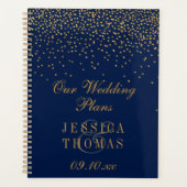 Hochzeit von Navy Blue & Glam Gold Confetti Planer (Vorderseite)