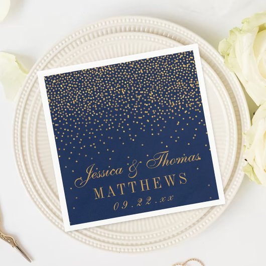 Hochzeit von Navy Blue & Glam Gold Confetti Serviette