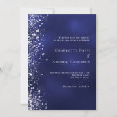 Hochzeit von Navy-Blue-Glitzer Einladung (Vorderseite)