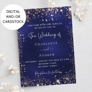Hochzeit von Navy-Blue-Glitzer Einladung