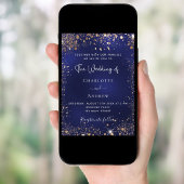 Hochzeit von Navy-Blue-Glitzer Einladung