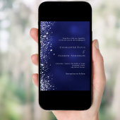 Hochzeit von Navy-Blue-Glitzer Einladung