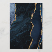 Hochzeit von Navy Blue Gold Agate Menükarte (Rückseite)