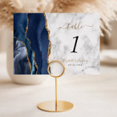 Hochzeit von Navy Blue Gold Agate Tischnummer