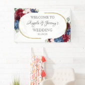 Hochzeit von Navy Blue Gold Burgundy Red Blush Banner (Insitu)