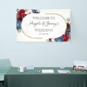 Hochzeit von Navy Blue Gold Burgundy Red Blush Banner (Messeveranstaltung)