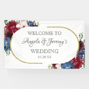 Hochzeit von Navy Blue Gold Burgundy Red Blush Banner
