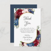 Hochzeit von Navy Blue Gold Burgundy Red Blush Dankeskarte (Vorne/Hinten)