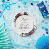 Hochzeit von Navy Blue Gold Burgundy Red Blush Pappteller (Party)