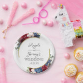 Hochzeit von Navy Blue Gold Burgundy Red Blush Pappteller (Party)