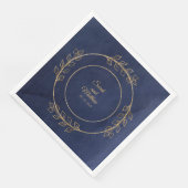 Hochzeit von Navy Blue & Gold Eucalyptus Serviette (Ecke)