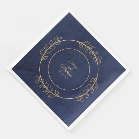 Hochzeit von Navy Blue & Gold Eucalyptus Serviette (Ecke)