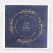 Hochzeit von Navy Blue & Gold Eucalyptus Serviette (Vorderseite)