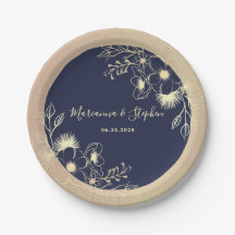 Hochzeit von Navy Blue Gold Floral