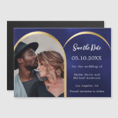 Hochzeit von Navy-Blue-Gold-Foto Speichern Sie den Magneteinladung (Vorne/Hinten)