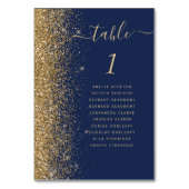 Hochzeit von Navy Blue Gold Glitzer Tischnummer (Rückseite)