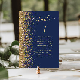 Hochzeit von Navy Blue Gold Glitzer Tischnummer