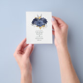 Hochzeit von Navy Blue, Gold und Silver Floral Flyer (Gruppe)