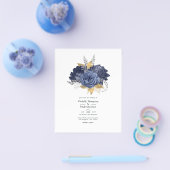 Hochzeit von Navy Blue, Gold und Silver Floral Flyer (Einzeln)