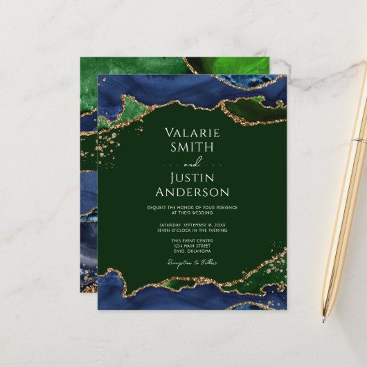 Hochzeit von Navy Blue & Green Agate (Vorderseite/Rückseite Beispiel)