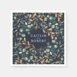 Hochzeit von Navy Blue, Green und Gold Vintage Serviette