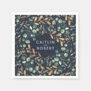 Hochzeit von Navy Blue, Green und Gold Vintage Serviette