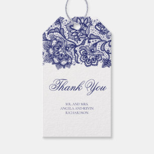 Hochzeit von Navy Blue Lace Geschenkanhänger