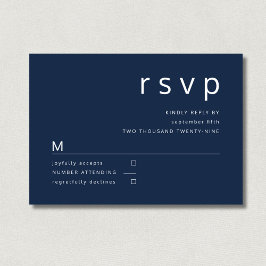Hochzeit von Navy Blue Minimalistisch Typografy RSVP Karte