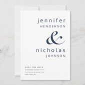 Hochzeit von Navy Blue Modern Ampersand und Typogr Save The Date (Vorderseite)