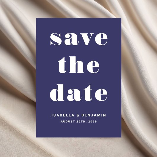 Hochzeit von Navy Blue Modern Typografy Save The Date