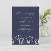 Hochzeit von Navy Blue Mountains im Freien Pine Tr Einladung (Stehend Vorderseite)