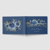 Hochzeit von Navy Blue Painted Peony Blume Gästebuch (Voll)