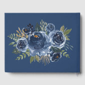 Hochzeit von Navy Blue Painted Peony Blume Gästebuch (Rückseite)