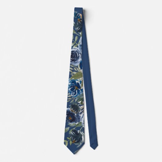 Hochzeit von Navy Blue Painted Peony Blume Groom Krawatte (Vorderseite)