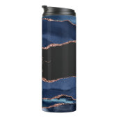 Hochzeit von Navy Blue Rose Gold Agate Dark Brides Thermosbecher (Nach rechts gedreht)