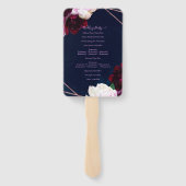 Hochzeit von Navy Blue Rose Gold Floral Modern Gla Fächer (Rückseite)