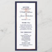 Hochzeit von Navy Blue Rose Gold Kupfer Palm Tree Programm (Vorderseite)