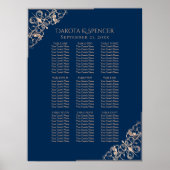 Hochzeit von Navy Blue Rose | Moderne Sitztabelle Poster (Vorne)