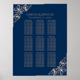 Hochzeit von Navy Blue Rose | Moderne Sitztabelle Poster