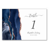 Hochzeit von Navy Blue Rose Tischnummer (Vorderseite)