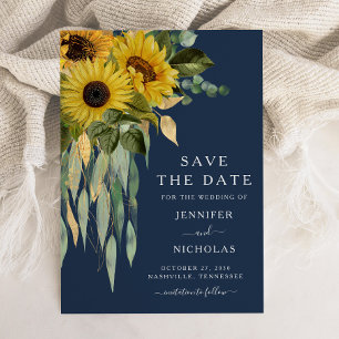 Hochzeit von Navy Blue Rustic Sunflower Save The Date