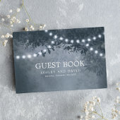 Hochzeit von Navy Blue Rustic Tree String Lights Gästebuch