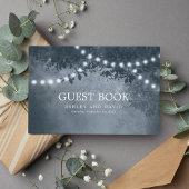 Hochzeit von Navy Blue Rustic Tree String Lights Gästebuch