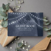 Hochzeit von Navy Blue Rustic Tree String Lights Gästebuch