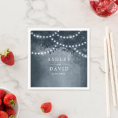 Hochzeit von Navy Blue Rustic Tree String Lights Serviette (Beispiel)