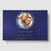Hochzeit von Navy-Blue-Silver-Foto Gästebuch (Vorderseite)