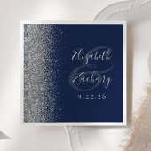 Hochzeit von Navy Blue Silver Glitzer Serviette