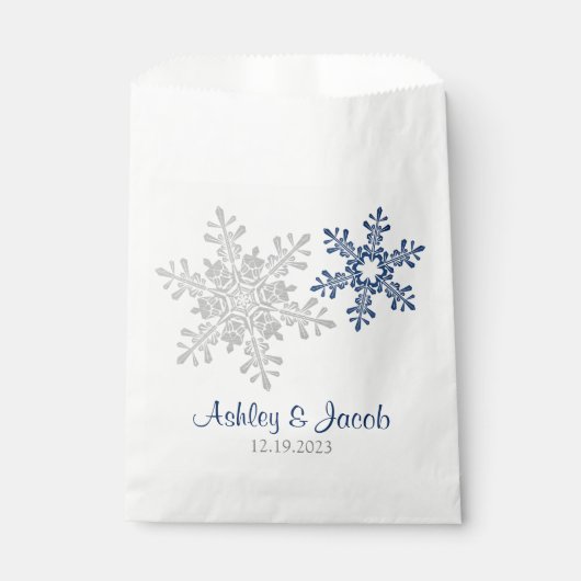 Hochzeit von Navy Blue Silver Snowflake Geschenktütchen (Vorderseite)