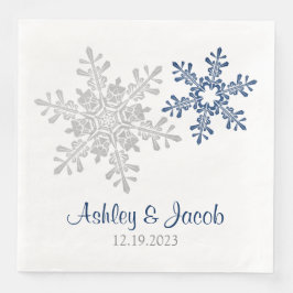 Hochzeit von Navy Blue Silver Snowflake Serviette